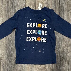 Old Navy Blue Long-sleeved Explore Planets Shirt, Size 4T